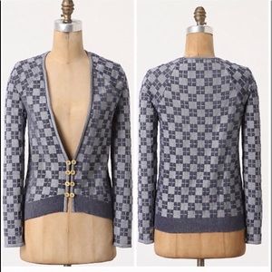 Anthro ‘Checked In’ Cardigan by HWR Monogram